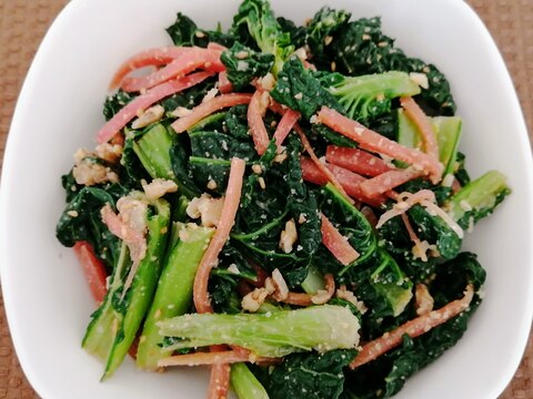 ちぢみほうれん草と人参のクルミ和え